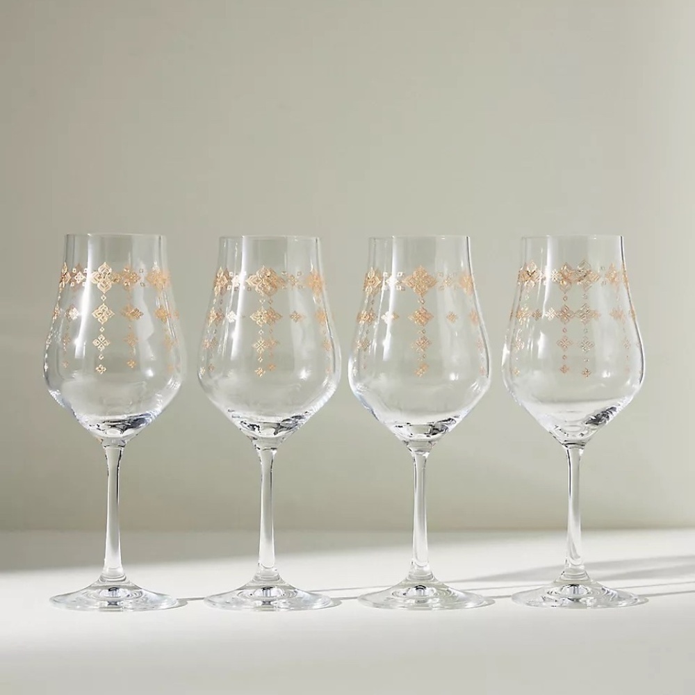 NWT Anthropologie 24K Gold Kenton Wine glasses